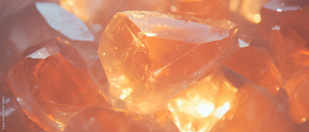 Poster quartz crystals showcase refractive properties and unique textures in vibrant colors