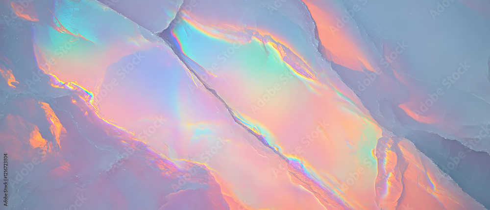 Poster mesmerizing quartz texture displaying rainbows and iridescent colors