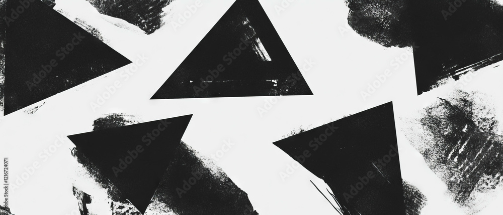 Aufkleber Bold black ink triangles create a dynamic pattern on a crisp white background