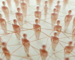 Streamlined Healthcare Collaboration Modern Minimalist Figurines in Connected Network Visualization for Integrated Medical Solutions and Digital Health Transformation