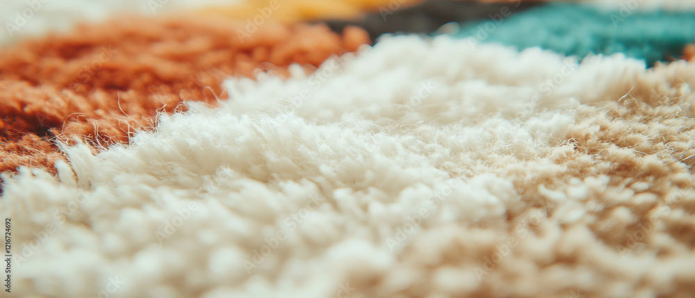 Poster exploring the playful texture of a shag rug with varying fiber lengths and colors