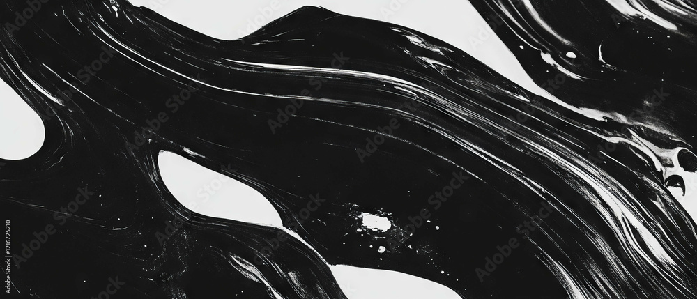 Poster swirling black ink lines create intricate patterns on a blank white background