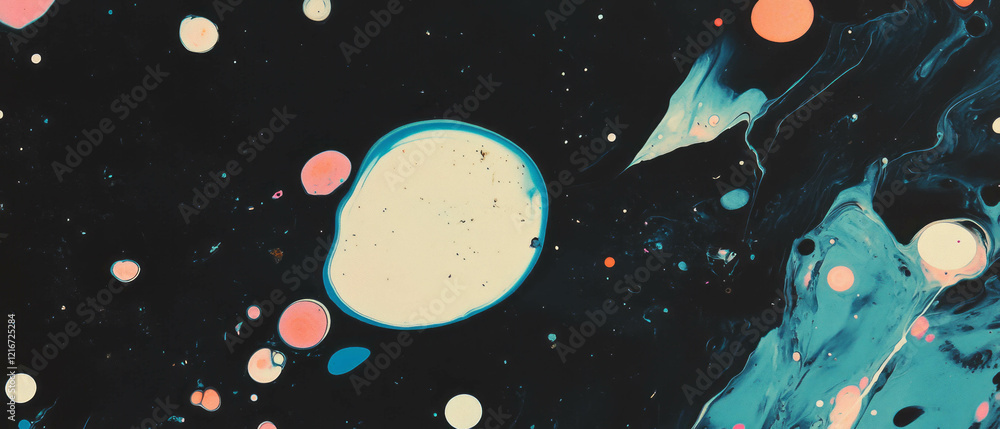 Aufkleber splattered ink patterns create abstract textures with vibrant colors and varied dot sizes
