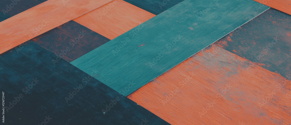 Aufkleber stylized wood grain texture featuring geometric patterns and vibrant colors
