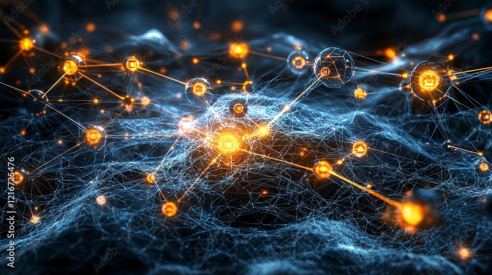 Poster data-driven innovation a futuristic integrated network glowing with connectivity technology landscap
