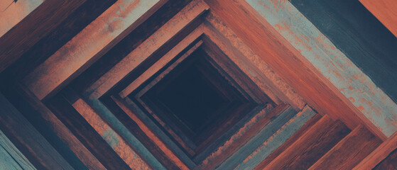 Stylized wood grain abstract design featuring geometric patterns and vibrant colors