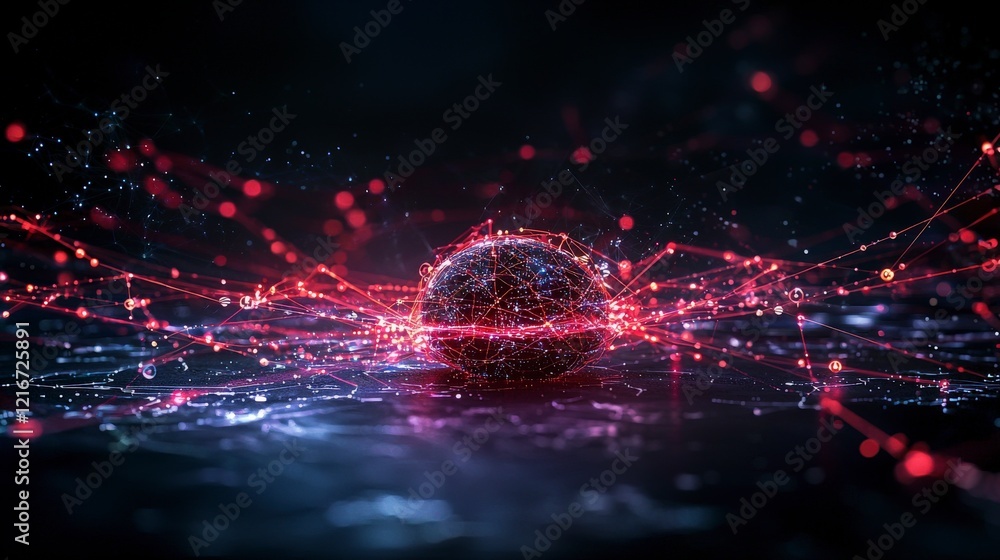 Poster Dynamic global digital business network visualization in an abstract tech environment of connectivity