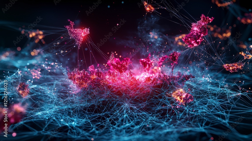 Poster Global data visualization digital network infographic virtual space high-tech view connectivity concept