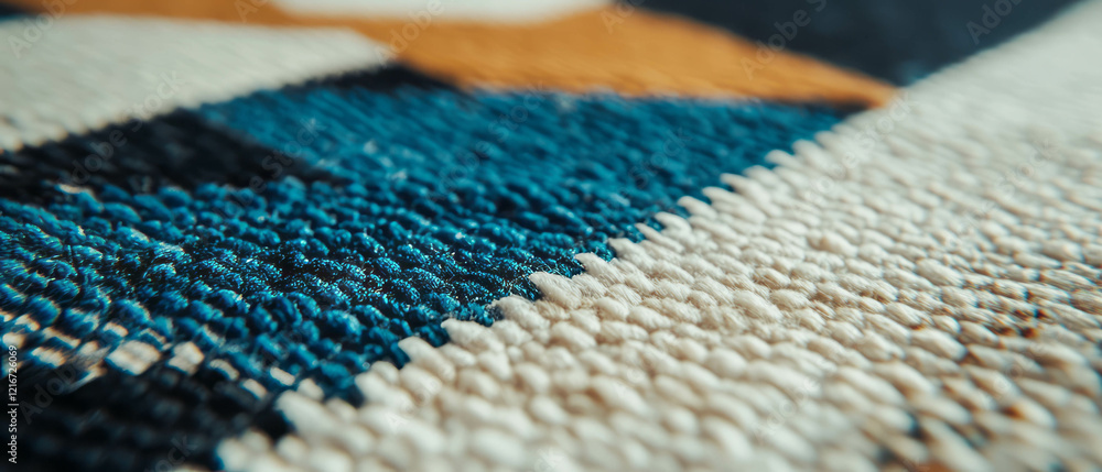 Poster Varied patterns and textures add depth to a two-tone rug design