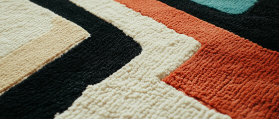 Fototapeta premium Stylish two-tone rug with contrasting colors and unique patterns enhancing interior design