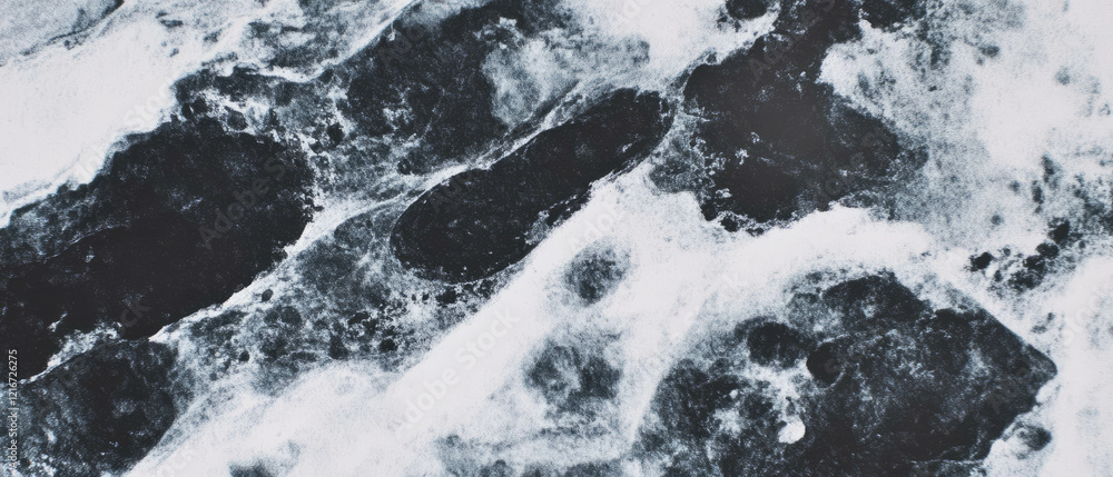 Poster Intricate patterns of washed black ink create a captivating texture on a white background