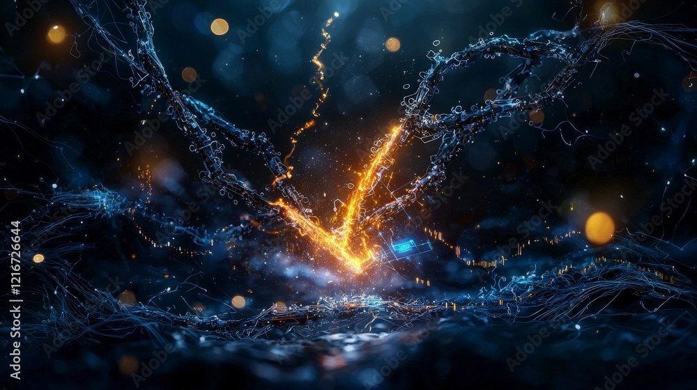Poster Digital transformation in action glowing processes emerge abstract visuals night setting dynamic perspective