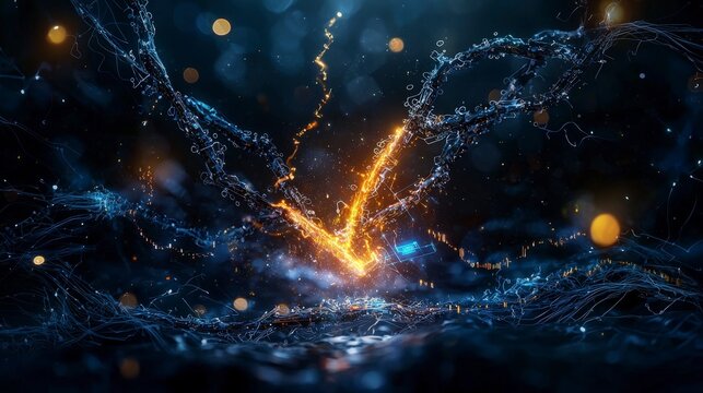 Digital transformation in action glowing processes emerge abstract visuals night setting dynamic perspective
