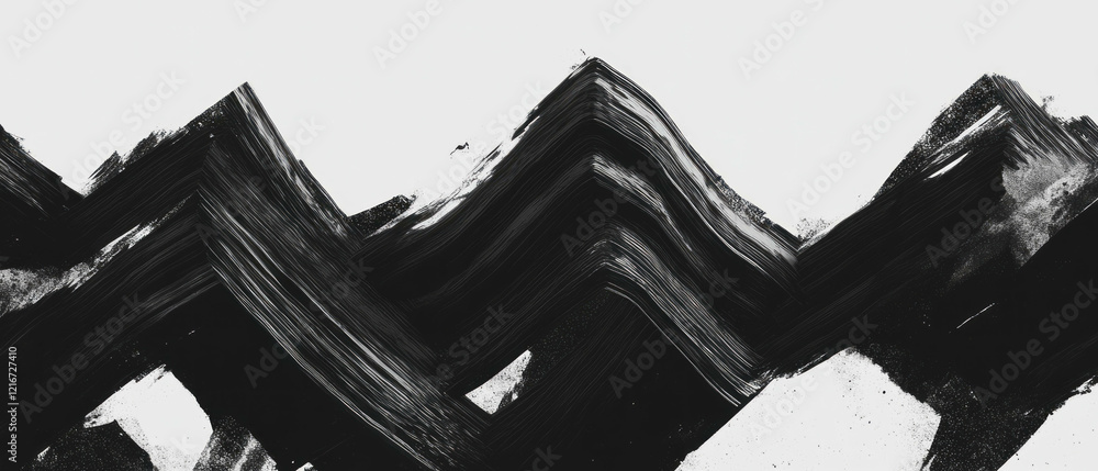 Poster zigzagging black ink lines create a striking texture against a snow-white background