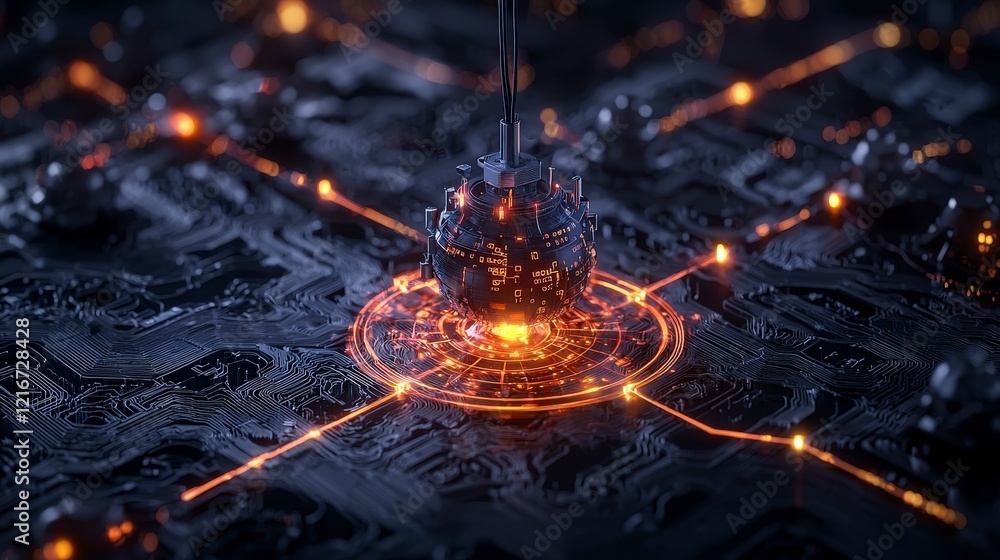 Poster strategic roadmap illuminating data paths in technology landscape digital art futuristic environment