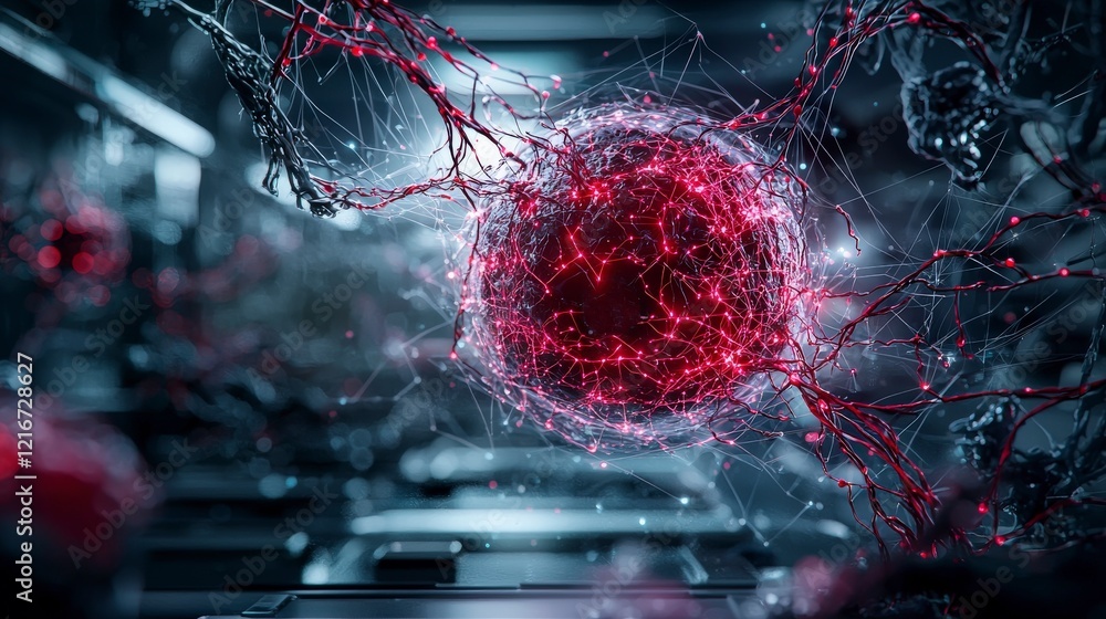 Poster Advanced ai-powered process visualization with glowing elements futuristic lab digital art sci-fi environment macro view