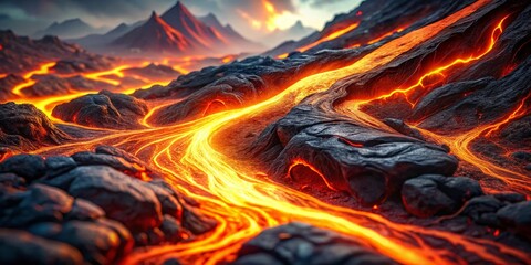 4K Animated Lava Magma Background Loop: Fiery Volcanic Eruption for Cinematic Visuals