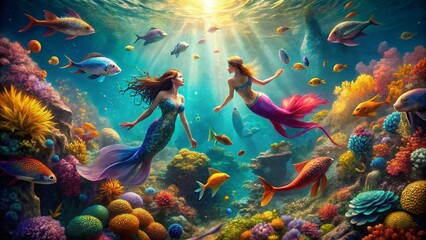  Mermaids Explore Vibrant Coral