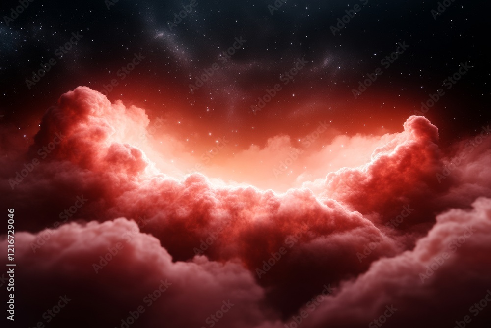Poster ethereal cosmic cloudscape dramatic swirling nebula formation in starry sky - space exploration cont