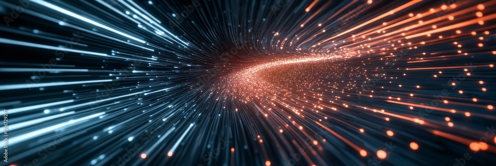 Poster Dynamic Digital Artistry High-Resolution Abstract Display of Cosmic Rays and Particle Simulation - Immersive Visuals for Tech and Digital Experience Design in Modern Marketing