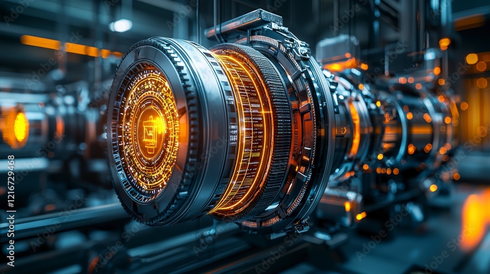 Poster advanced data systems visualization industrial facility digital art futuristic environment close-up 