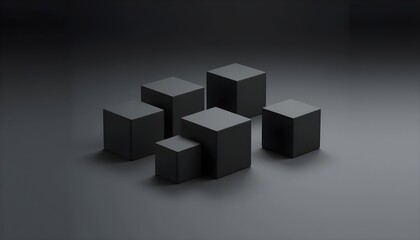 Black Cubes Minimalist Abstract Art with Futuristic Aesthetic