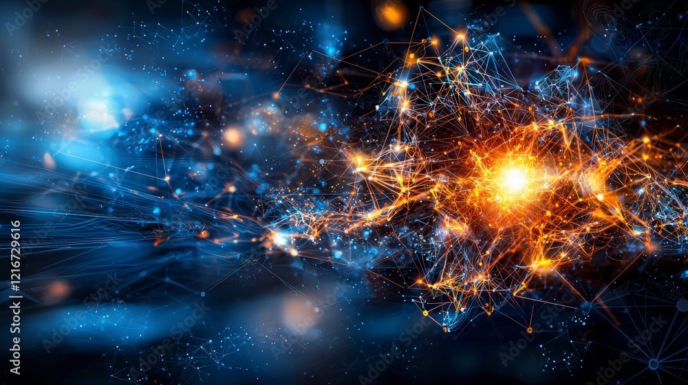 Poster Optimized integration system glowing with efficiency digital space abstract art tech environment dynamic perspective