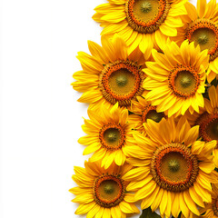 Fototapeta premium sunflower border, isolated on white background