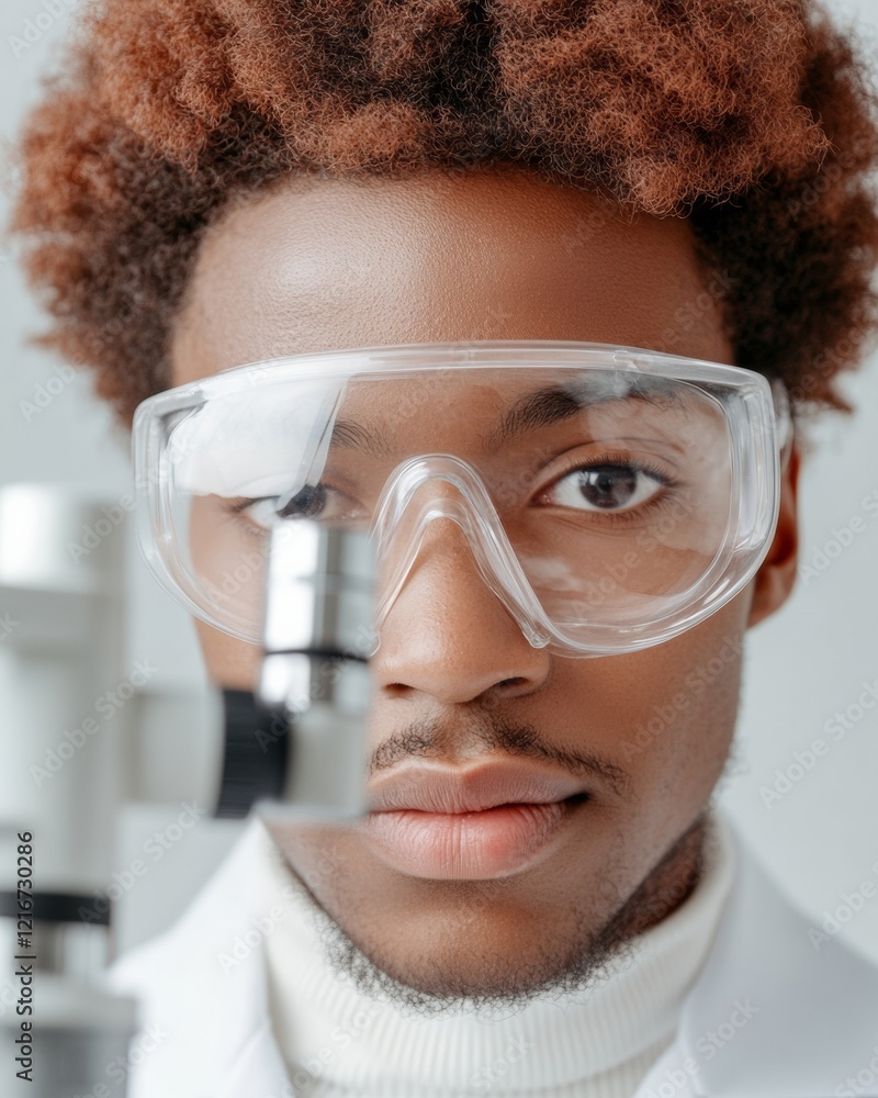 Poster Dynamic Education Visual Young Scientist with Microscope and Goggles - STEM Content and Innovative Learning Campaign for Diverse Academic Engagement