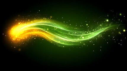 Obraz premium A minimalist neon wave design with soft gradients of green and yellow glowing elegantly.