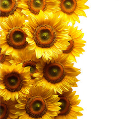Fototapeta premium sunflower border, isolated on white background