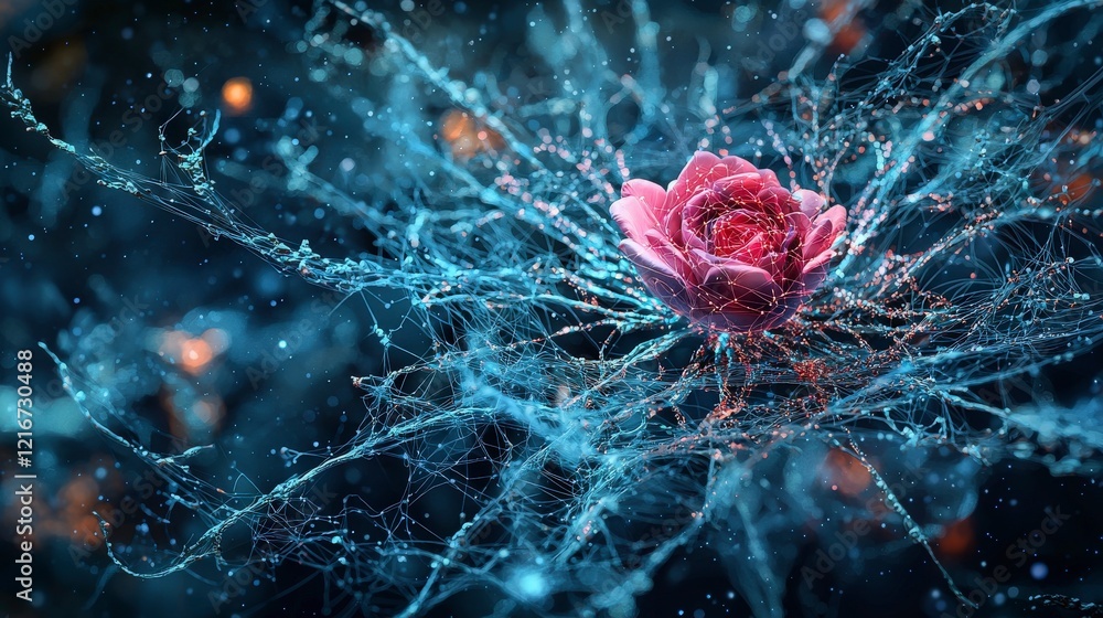 Poster digital transformation ai technology blooms in a wired world nature meets innovation abstract visual