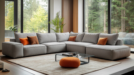 Modern L-Shaped Sectional Sofa in Contemporary Living Room