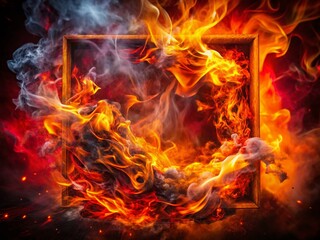 Obraz premium Abstract Blaze Fire Flame Square Background - Surreal Photography Stock Photo
