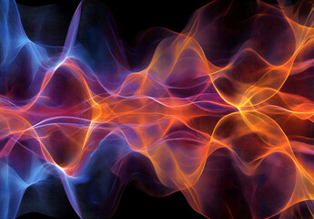 Obraz premium Cosmic Abstract Artwork With Intertwined Red and Blue Light Trails, Starry Particle Effects, and Dynamic Energy Patterns Creating a Futuristic, Vibrant, and Surreal Digital Space Design