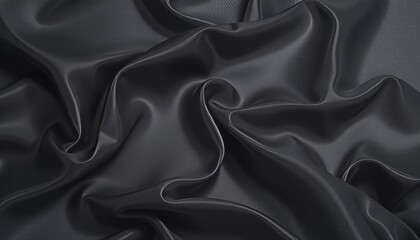Obraz premium Black chiffon fabric with dramatic flowing folds.