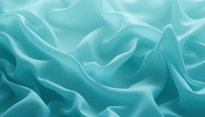 Fototapeta premium Aqua satin fabric with smooth flowing folds.