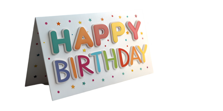 3d happy birthday card on transparent background