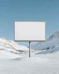 Nordic Winter Billboard Mockup Minimalist Blank Canvas in Snowy Mountain for Snowsports Ads - Outdoor Gear Marketing and Alpine Event Promotions