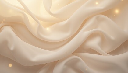 Obraz premium Cream chiffon fabric with glowing fairy light accents.