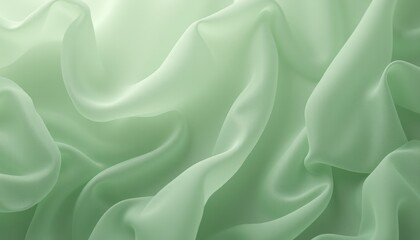 Obraz premium Soft green chiffon fabric with flowing folds.