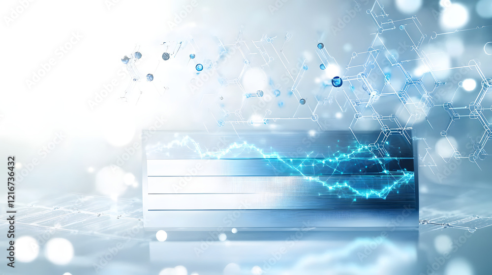 Poster futuristic healthcare card celebrating ai in clinical trials featuring a clean design with a large b