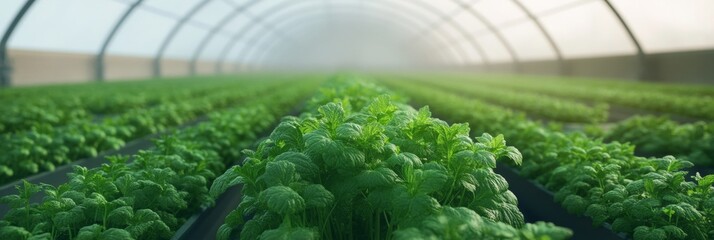 Cinematic Futuristic Greenhouse Dome Advanced Robotics and LED Lighting for Sustainable Precision Agriculture - Optimized Agritech Engineering for Eco-Conscious Commercial Farming