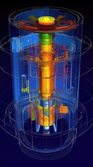 Nuclear reactor core diagram; energy production; technological advancement; science illustration