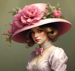 Illustration of Victorian woman hat.