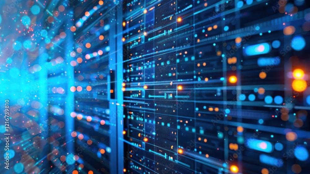 Aufkleber abstract digital data flow with glowing particles in a futuristic technology background