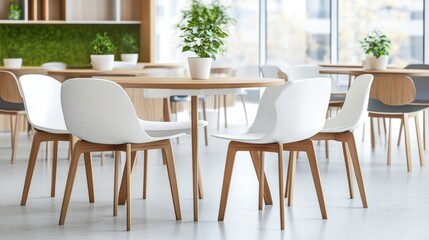 Obraz premium Modern Sustainable Dining Environment with Natural Light