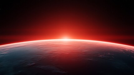 Futuristic Satellite Network Visualization Global Digital Connectivity and Data Exchange on Dramatic Red Horizon for Tech Innovation