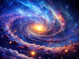Fototapeta premium Abstract Cosmic Nebula: Blue Purple Circle Background, Galaxy Space Art