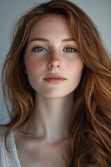 Naklejka premium Natural Elegance Portrait Realistic Depiction of a Young Womans Skin Texture in High-Resolution - Ideal for Beauty Industry Branding and Authentic Skincare Marketing